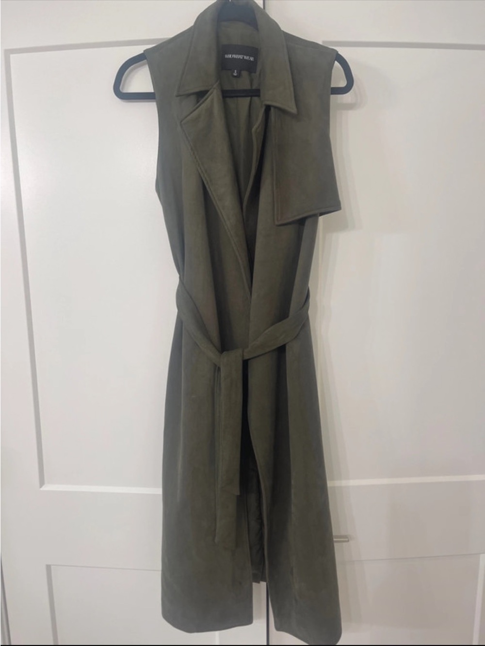 Who What Wear Olive suede Sleeveless Trench vest
